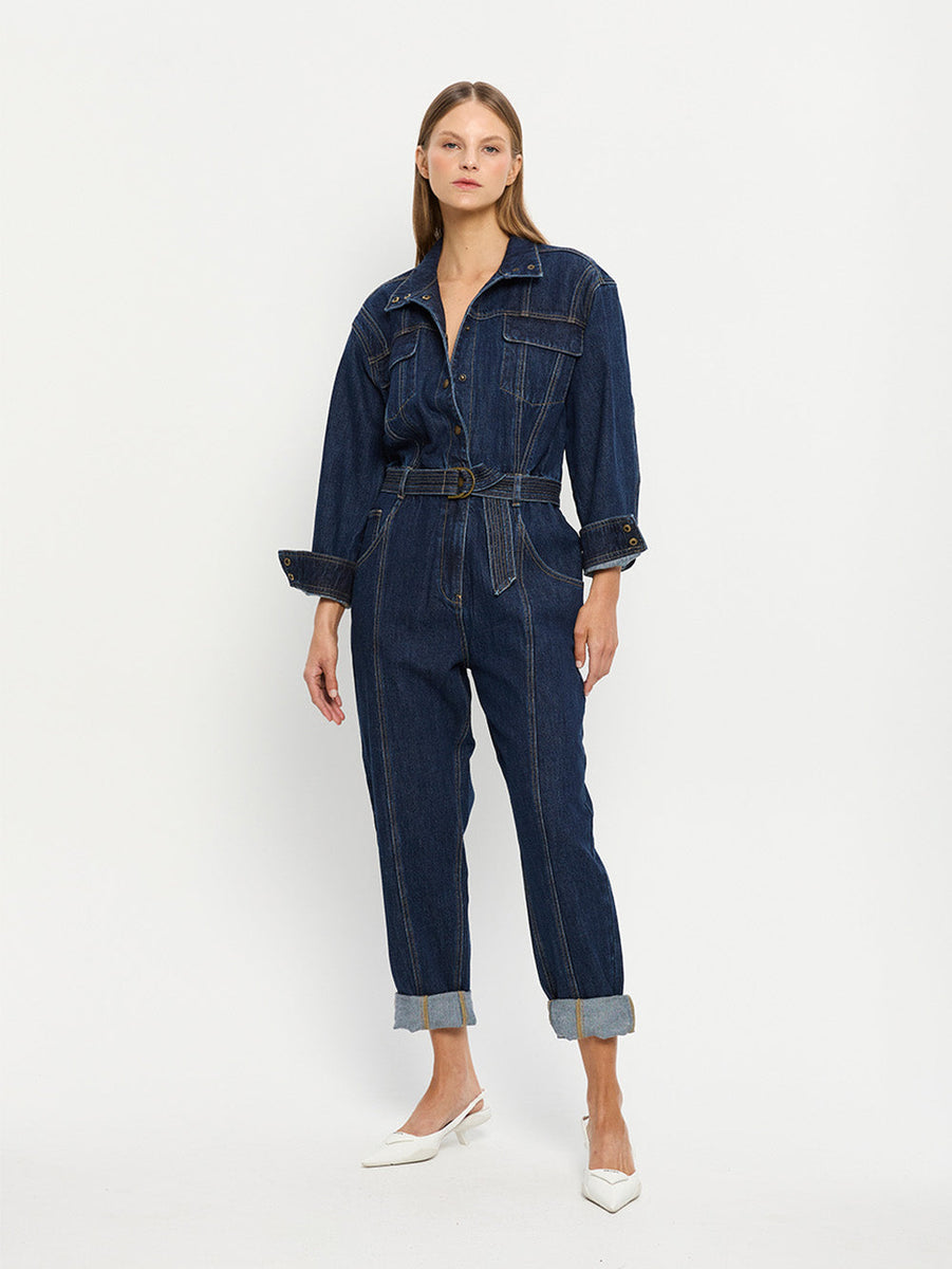 kivari - joelle denim jumpsuit - azure - the little boutique – The