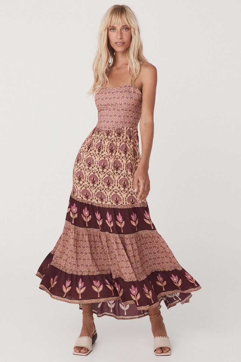 spell - chateau quilted strappy maxi dress - grape