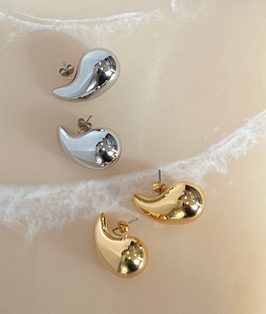 tlb house - sol tear drop earring - silver / gold