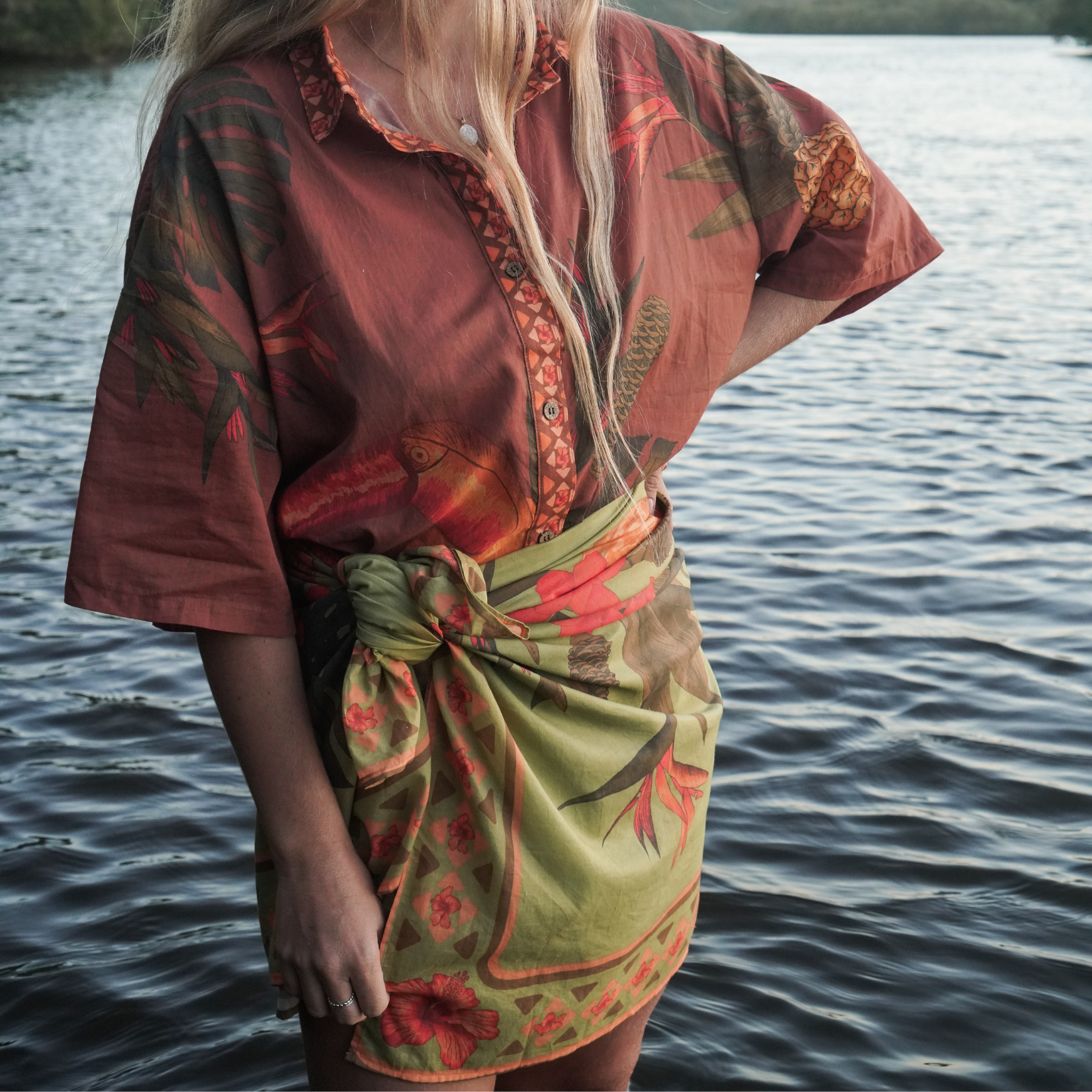 wandering folk - cuban tropical sarong - lime