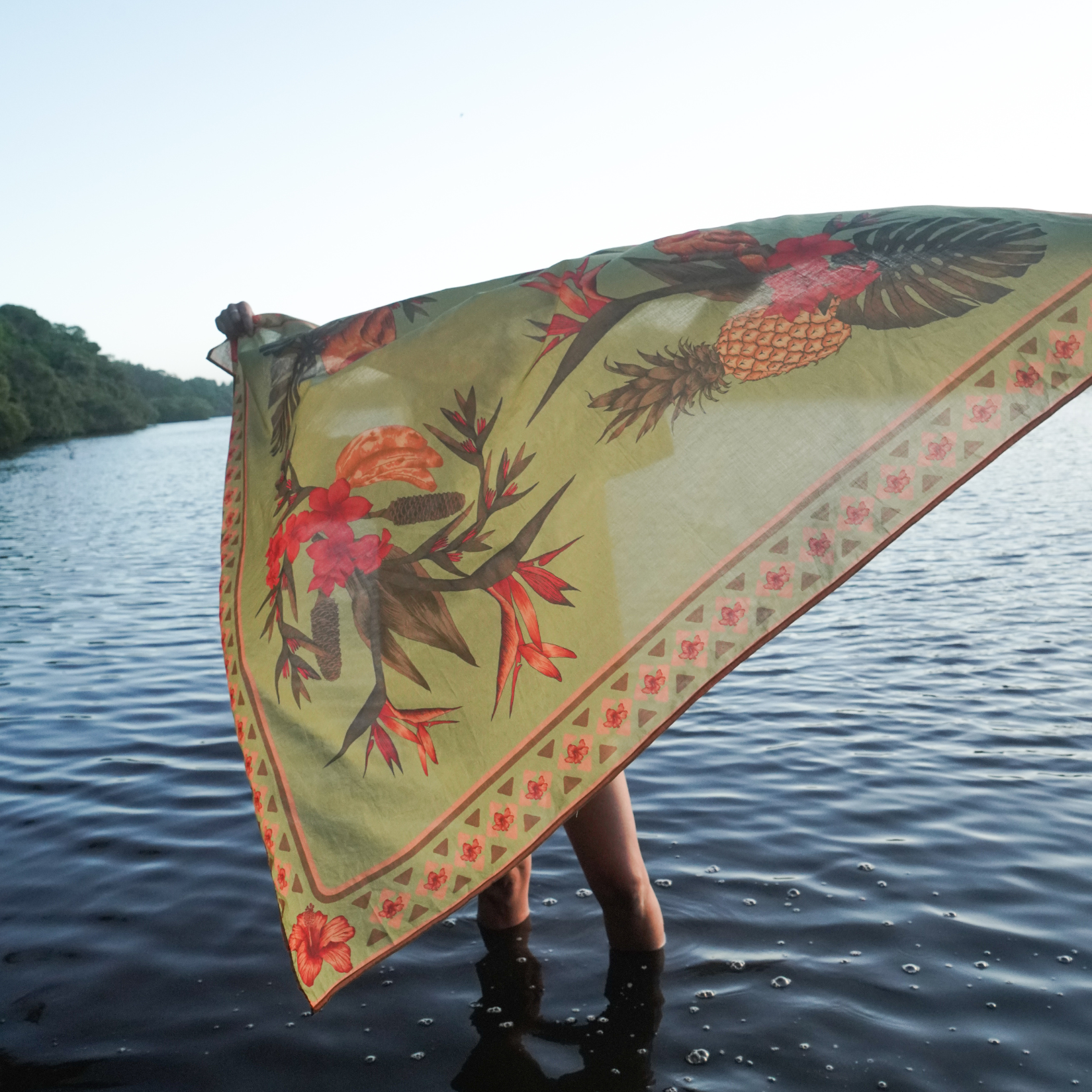 wandering folk - cuban tropical sarong - lime