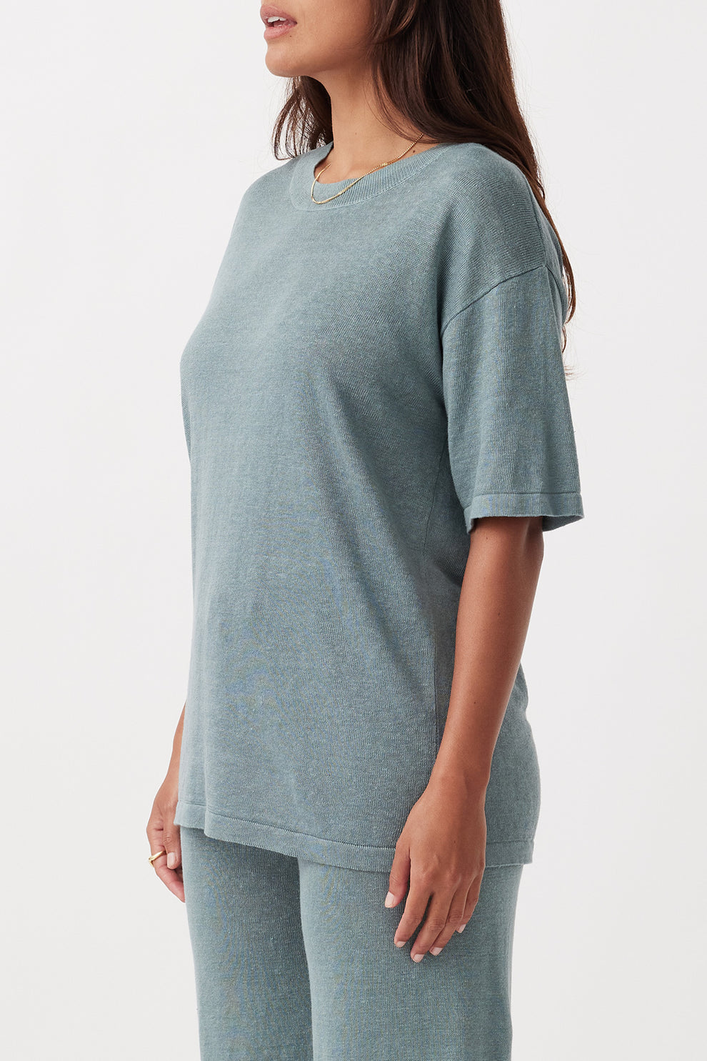 arcaa movement - hugo linen knit tshirt - storm