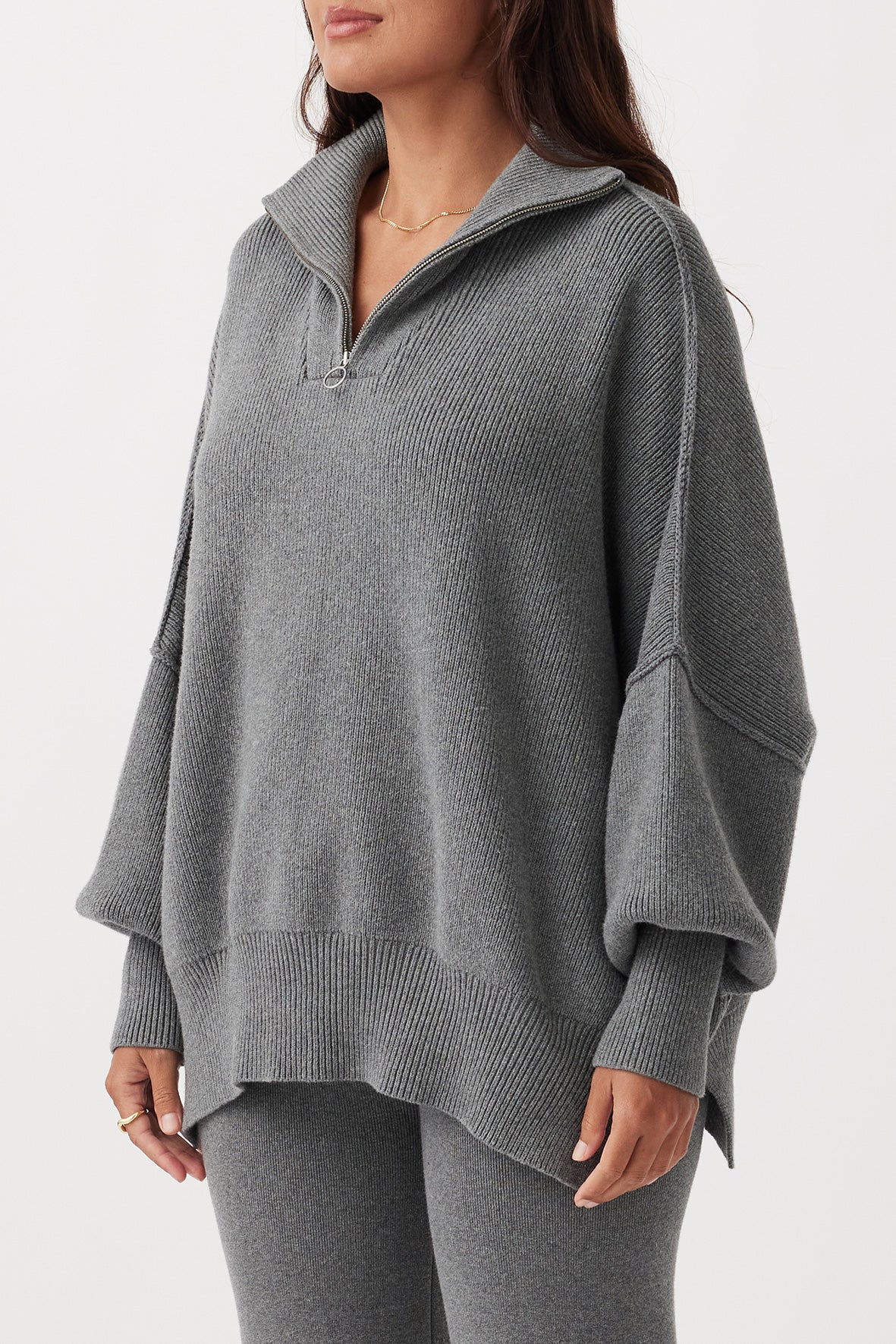 arcaa movement - london zip sweater - dark grey marle