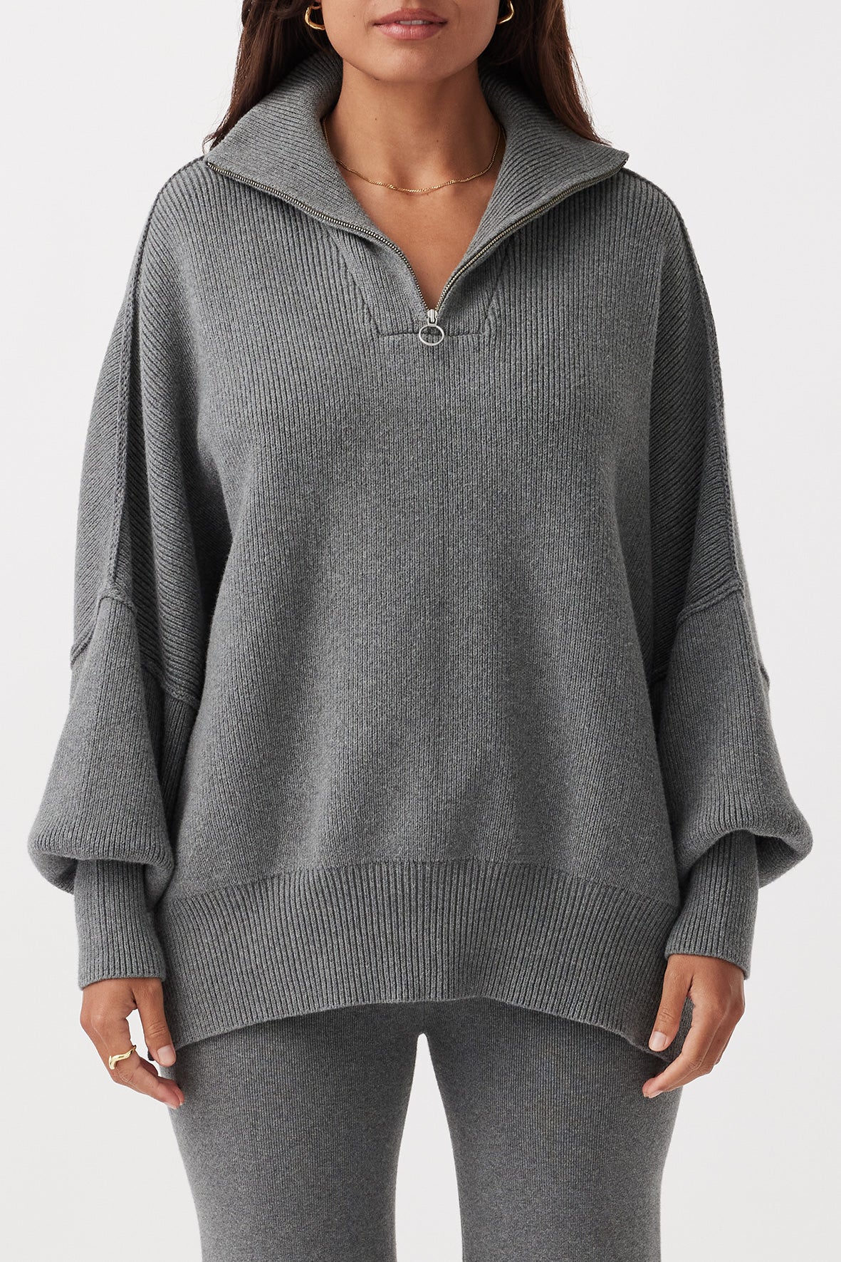 arcaa movement - london zip sweater - dark grey marle