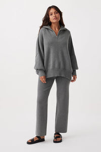 arcaa movement - london zip sweater - dark grey marle