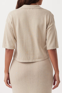 arcaa movement - quinn cropped shirt - taupe/cream