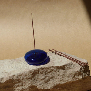 gentle habits - glass vessel incense holder - cobalt