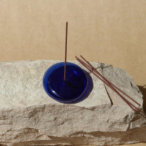 gentle habits - glass vessel incense holder - cobalt