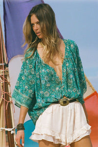 spell - elysian short sleeve blouse - jade