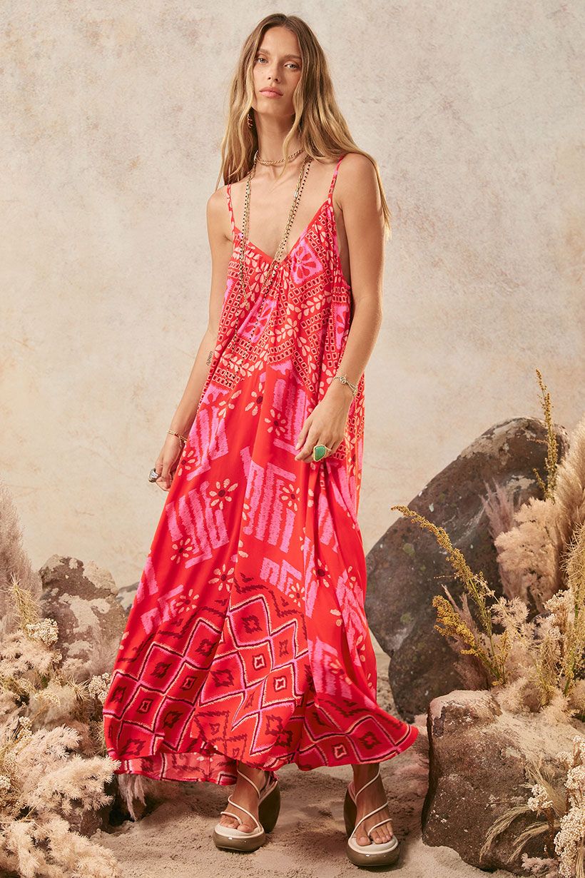spell - libertine strappy maxi dress - cayenne
