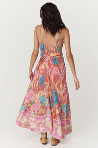 spell - painters garden strappy maxi dress - crimson