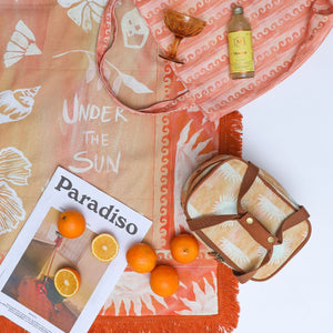wandering folk - picnic rug - sol tangerine