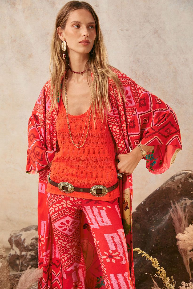spell - libertine reversible robe - cayenne