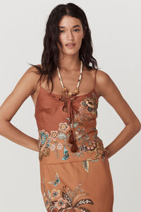 spell - mojave lily lace up cami -amber