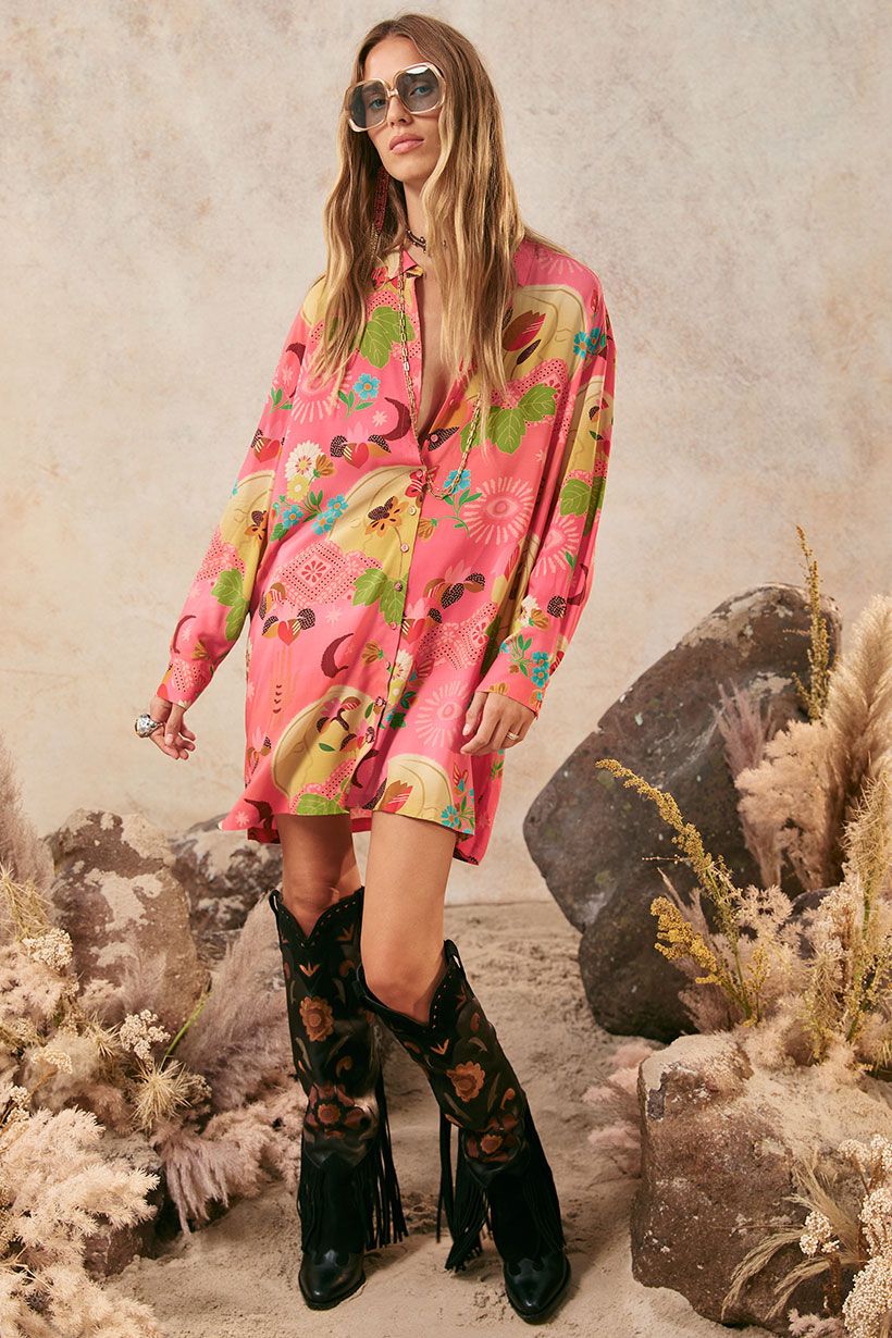 spell - libertine shirt dress - cayenne