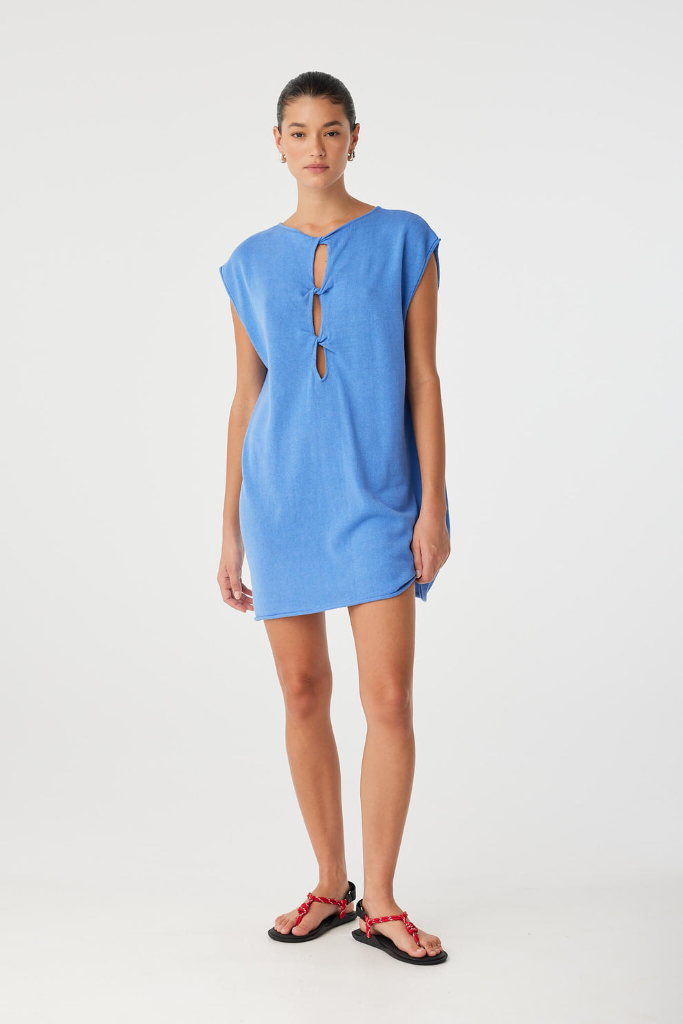 arcaa movement - pala reversible mini dress - pacific blue