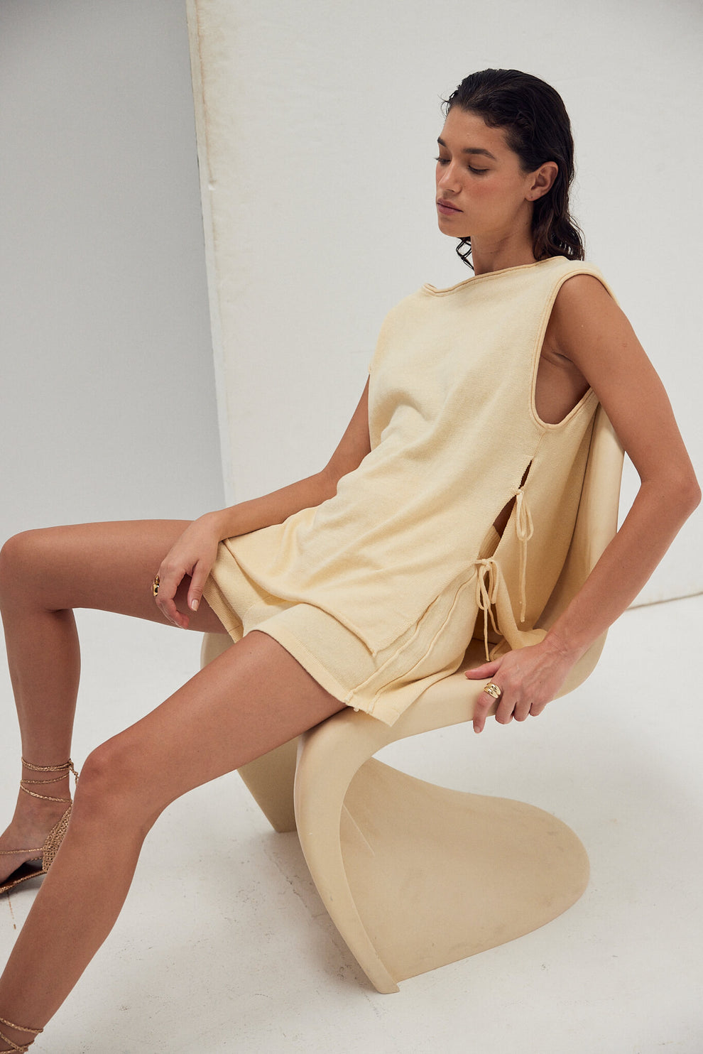 arcaa movement - poppy side tie top - butter