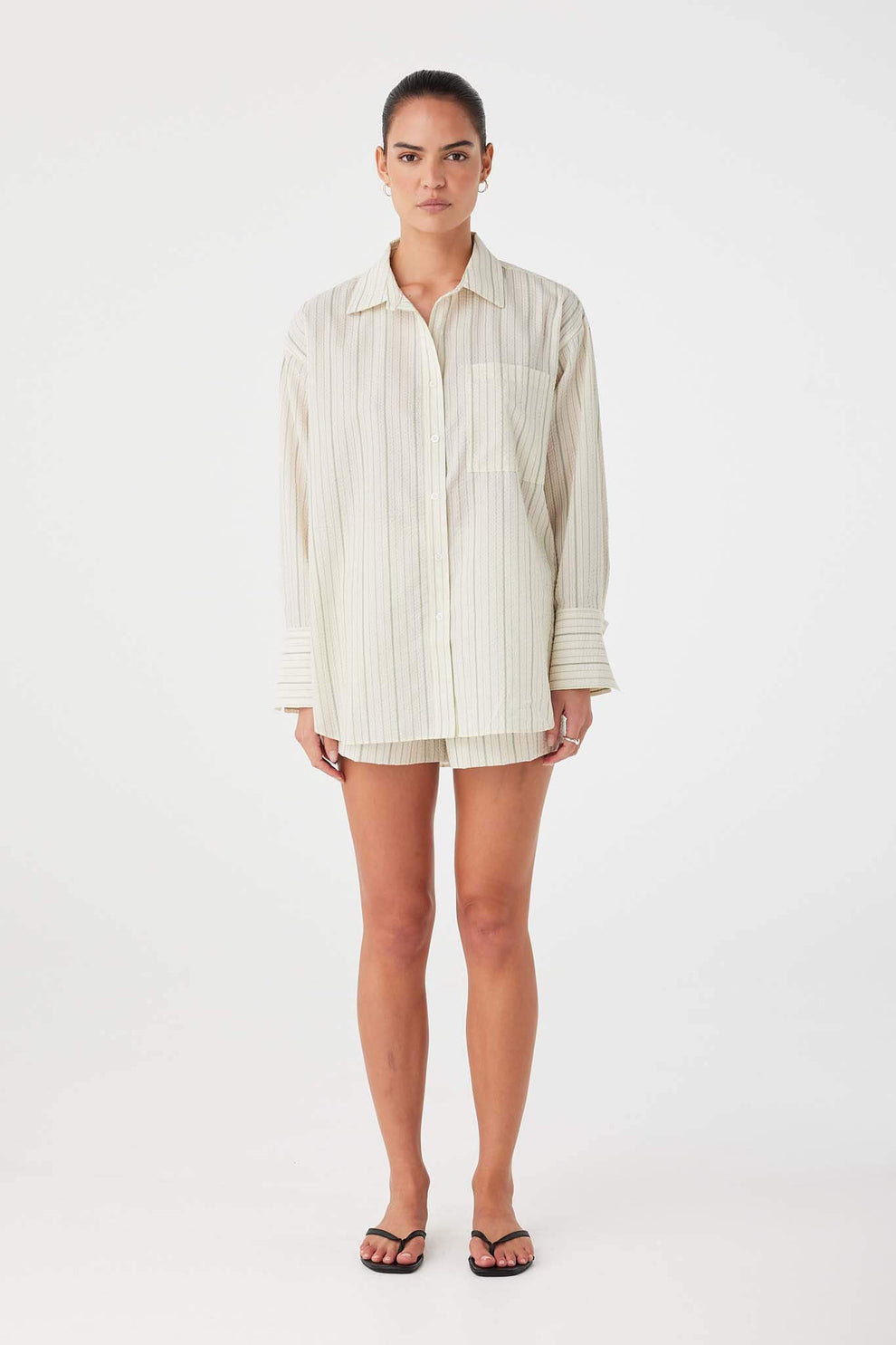 arcaa movement - rae shirt - olive stripe