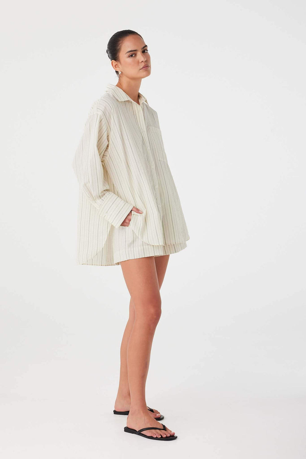 arcaa movement - rae shirt - olive stripe