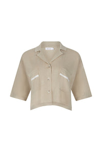 arcaa movement - quinn cropped shirt - taupe/cream