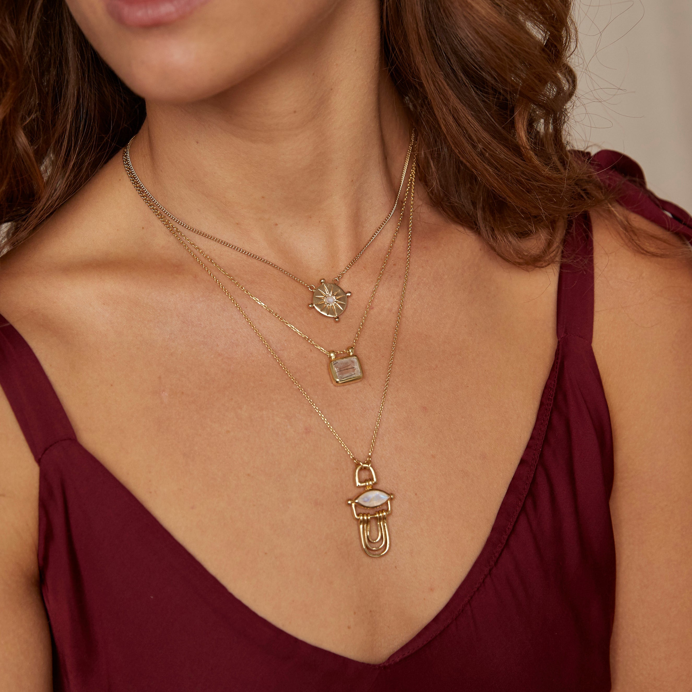 tonimay- athena moonstone - gold necklace
