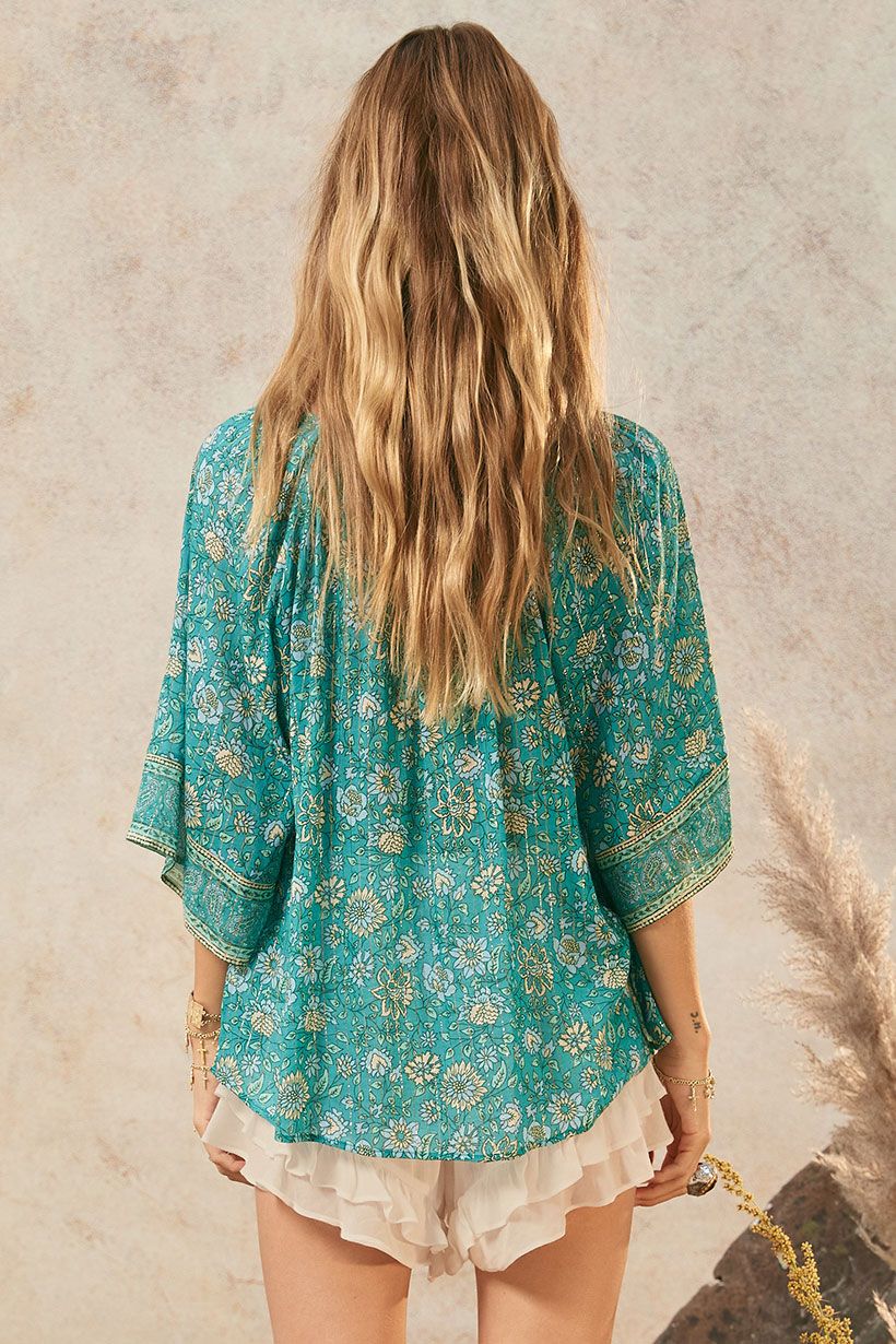 spell - elysian short sleeve blouse - jade