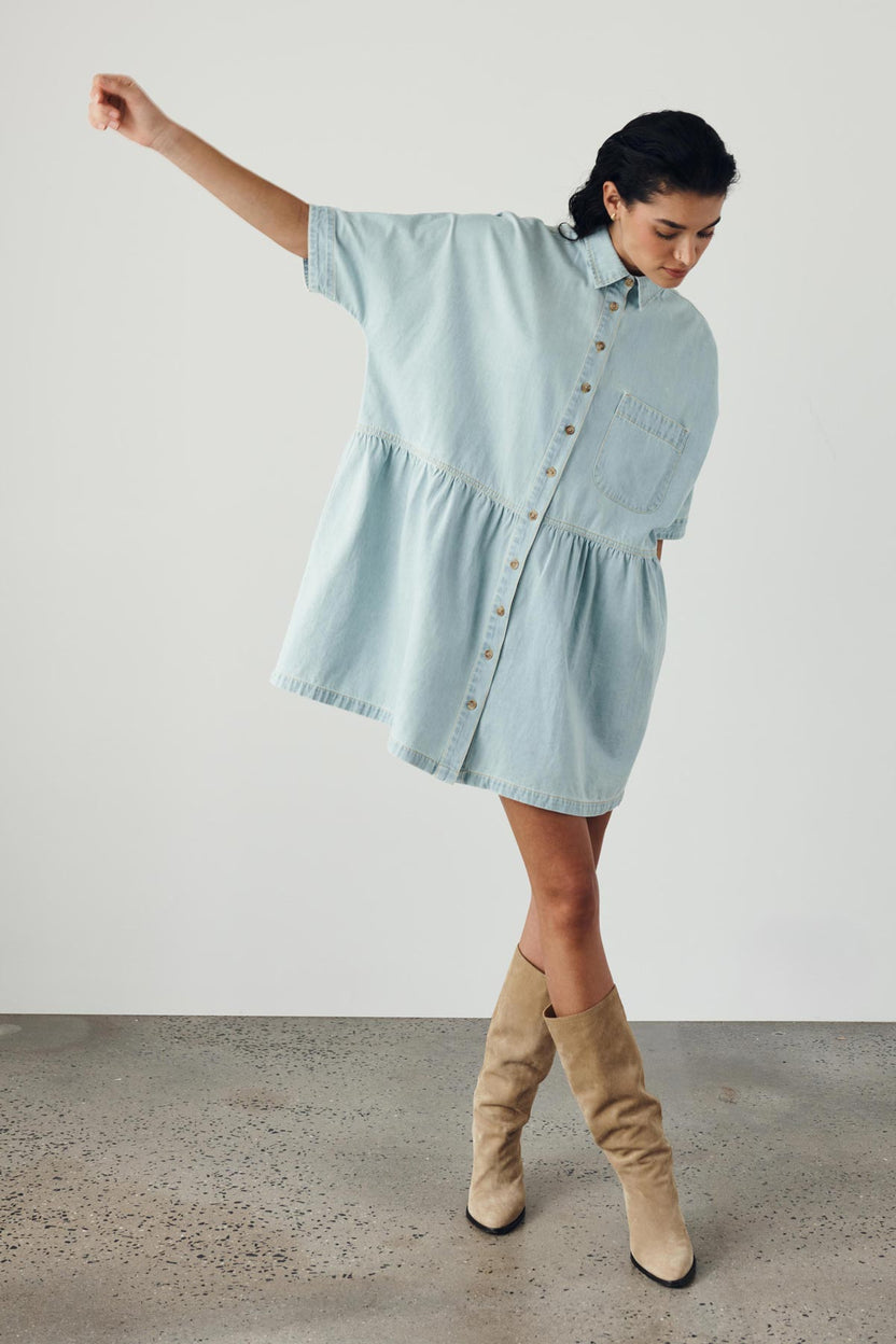 rowie the label - bailey denim dress - azul