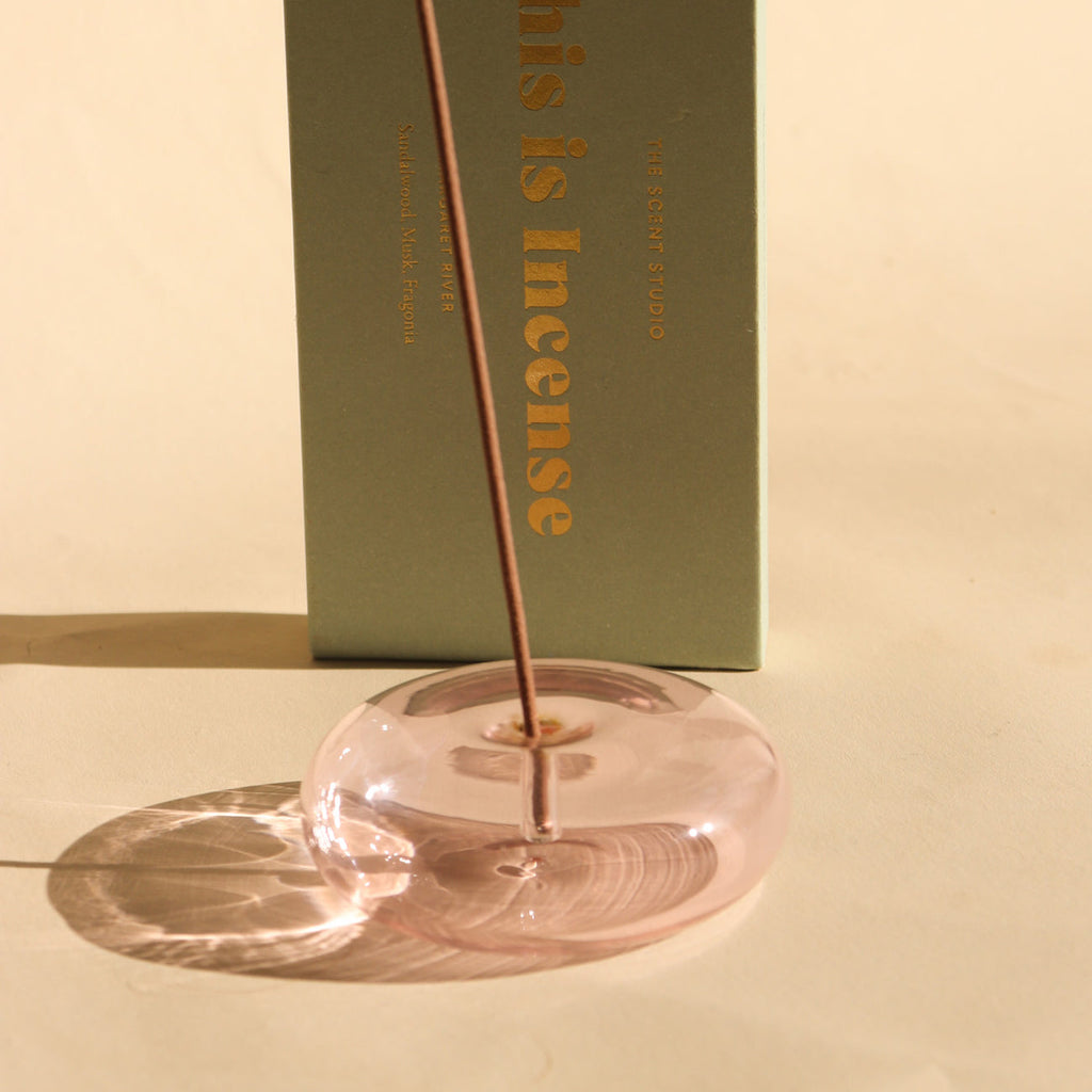 gentle habits - glass vessel incense holder - pink