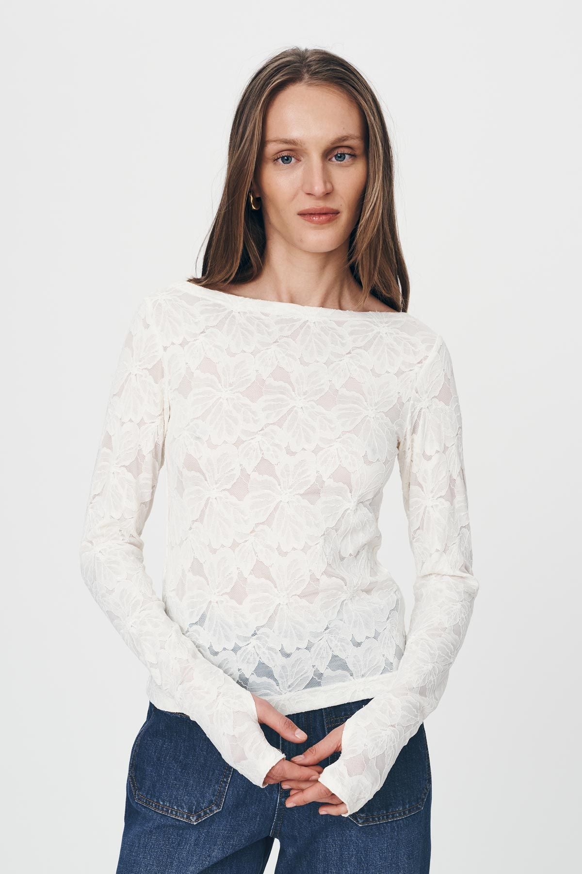 rowie the label - samantha lace top - creme