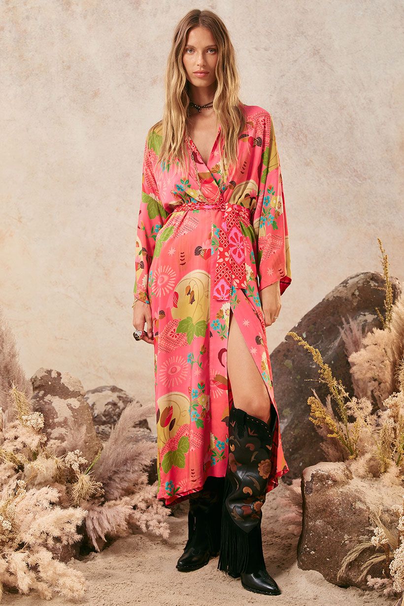spell - libertine reversible robe - cayenne