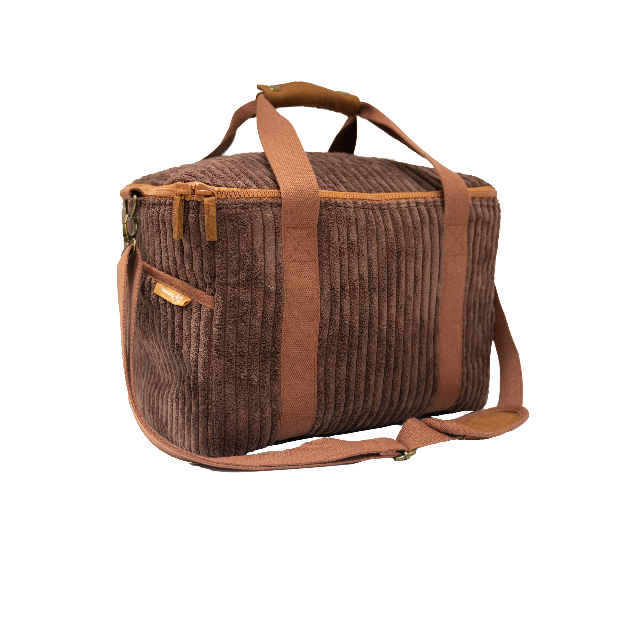 wandering folk - cord large cooler bag - chocolate