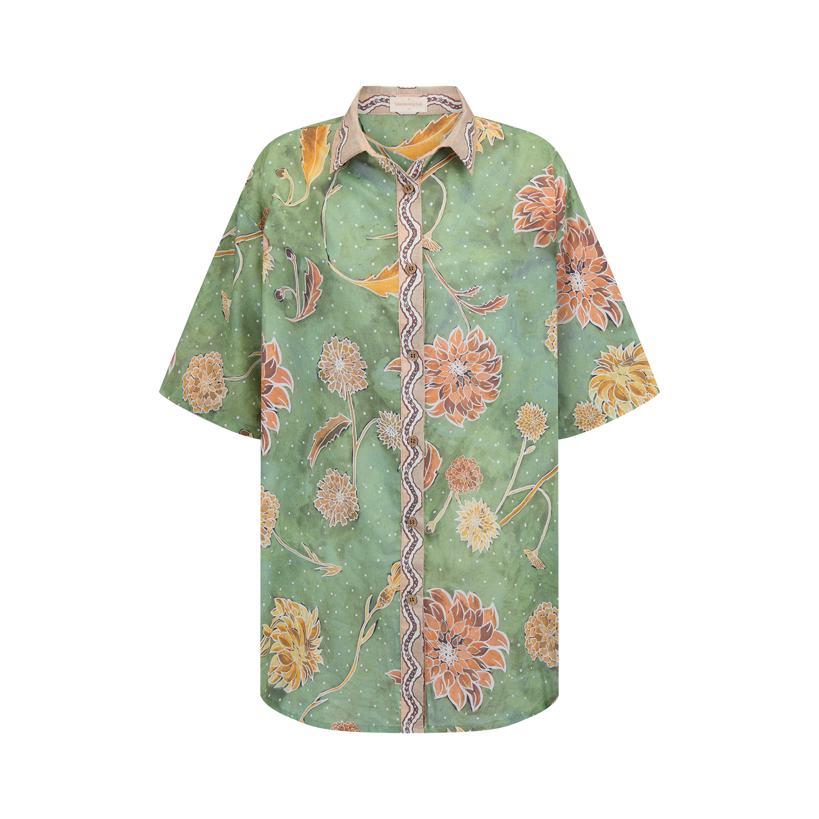 wandering folk - dahlia shirt - moss
