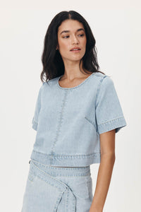 rowie the label - davie denim top - azul