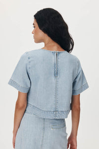 rowie the label - davie denim top - azul