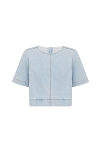 rowie the label - davie denim top - azul