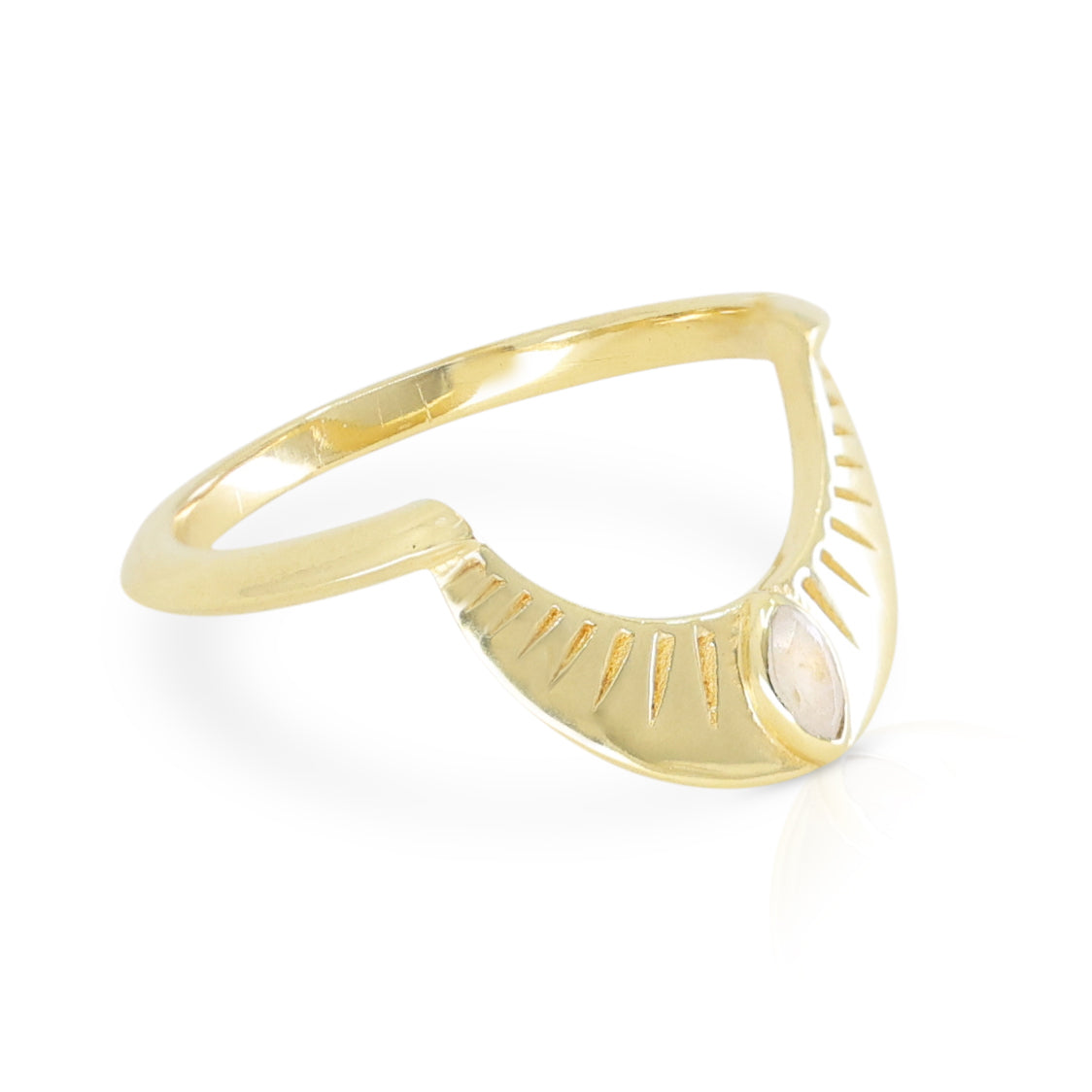 tonimay - dawn gold moonstone halo ring