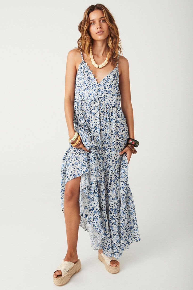 spell - sunshine bandit strappy gown - chambray