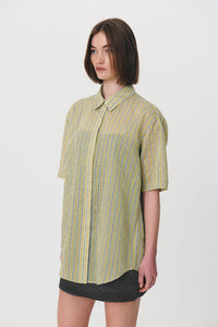 rowie the label - faye striped oversized shirt - pistachio
