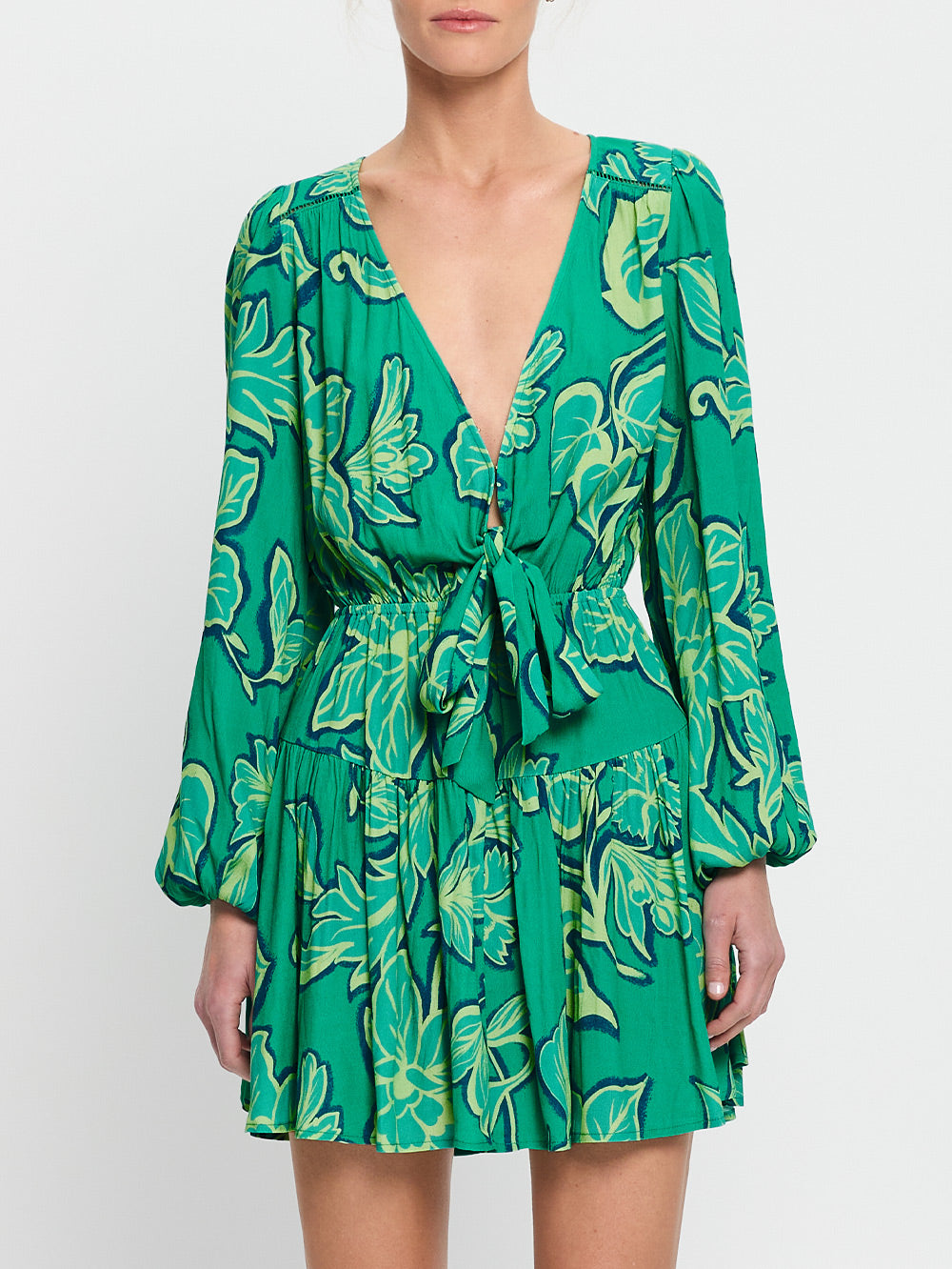 kivari - fiora tie front midi dress