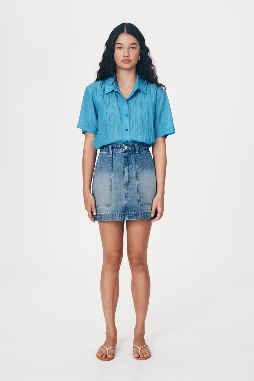 rowie the label - georgia denim mini skirt - classic wash