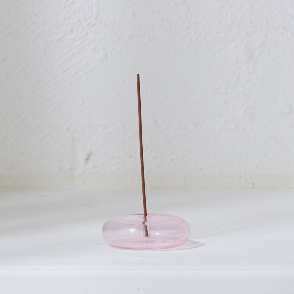 gentle habits - glass vessel incense holder - pink