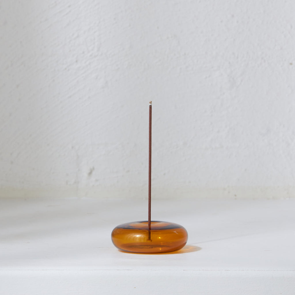 genlte habits - glass vessel incense holder - amber