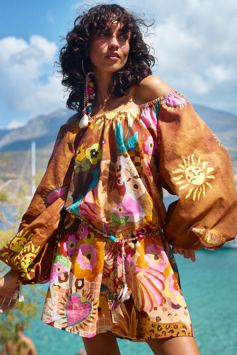 spell - birth of venus tunic dress - caramel