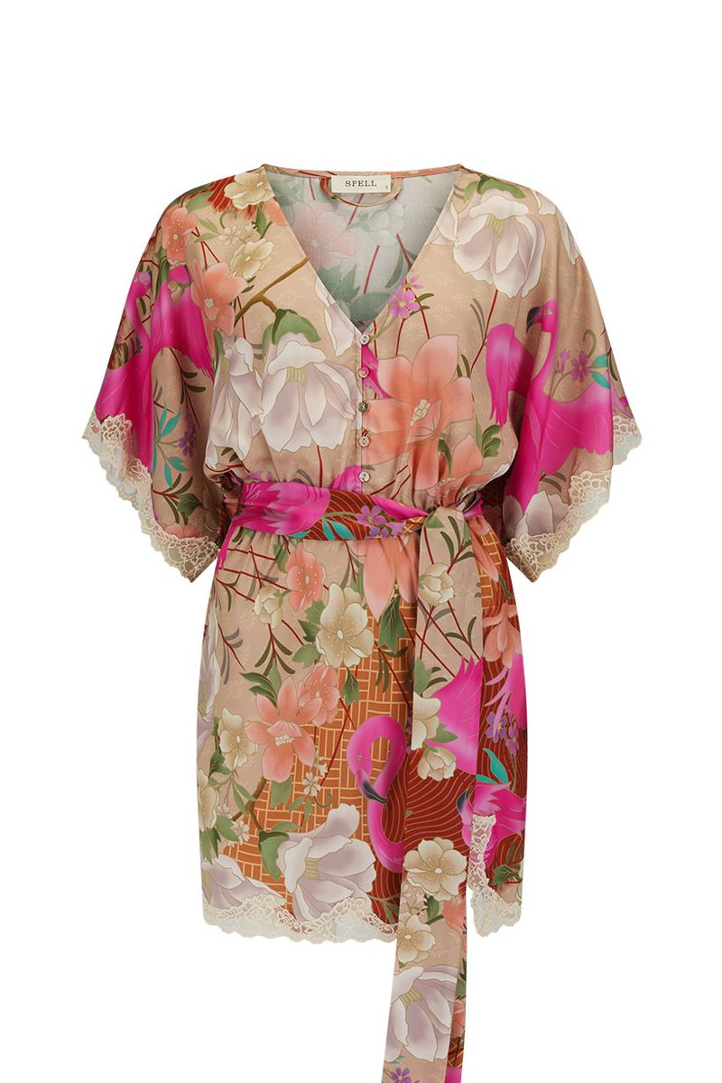 spell - floridian lace mini dress - coral