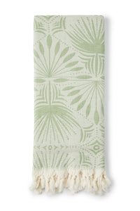 salty shadows - turkish towel palm frond - olive