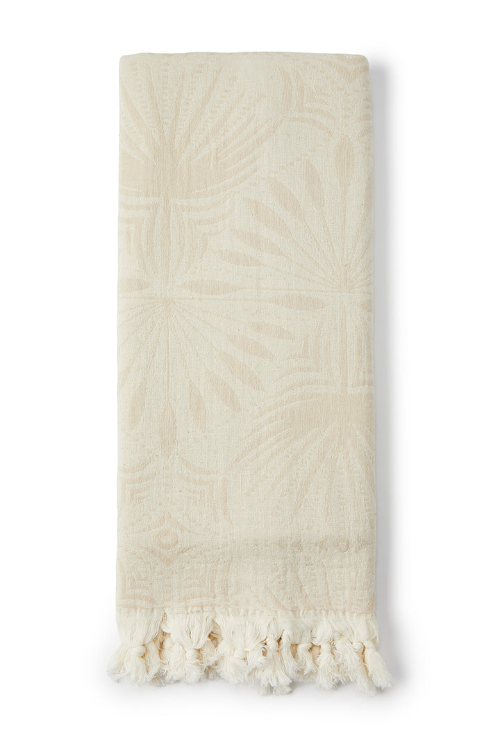 salty shadows - turkish towel palm frond - sand