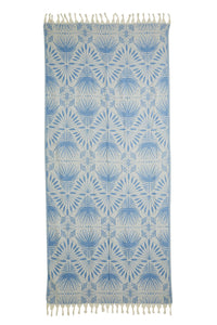 salty shadows - turkish towel - palm frond - blue