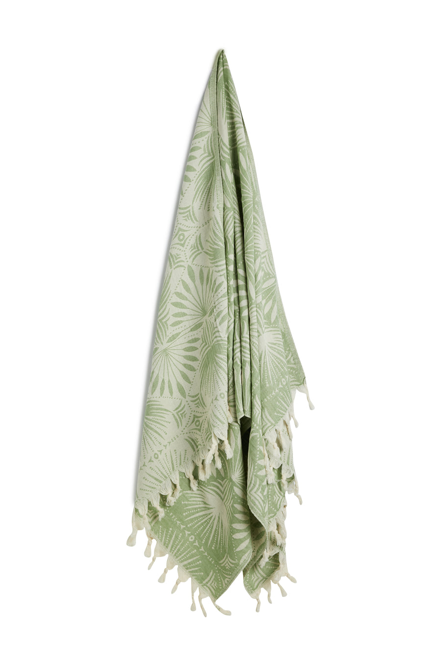 salty shadows - turkish towel palm frond - olive