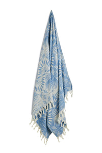 salty shadows - turkish towel - palm frond - blue