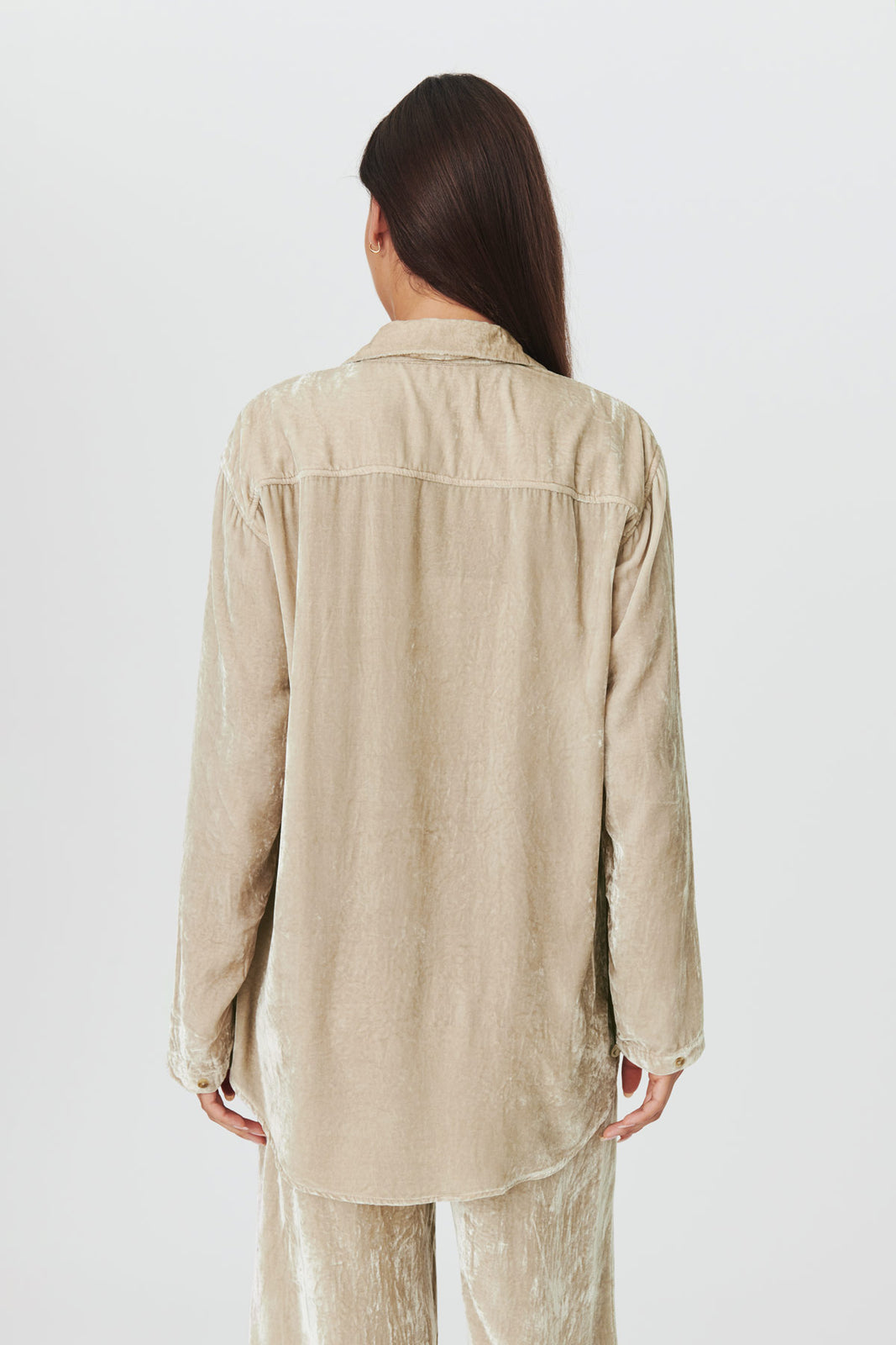 rowie the label - jodi silk velvet shirt jacket - silver birch